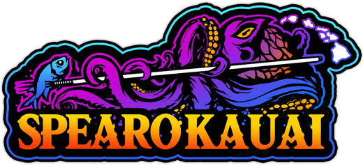 Spearo Kauai logo, a colorful octopus and fish wrapped around a spear